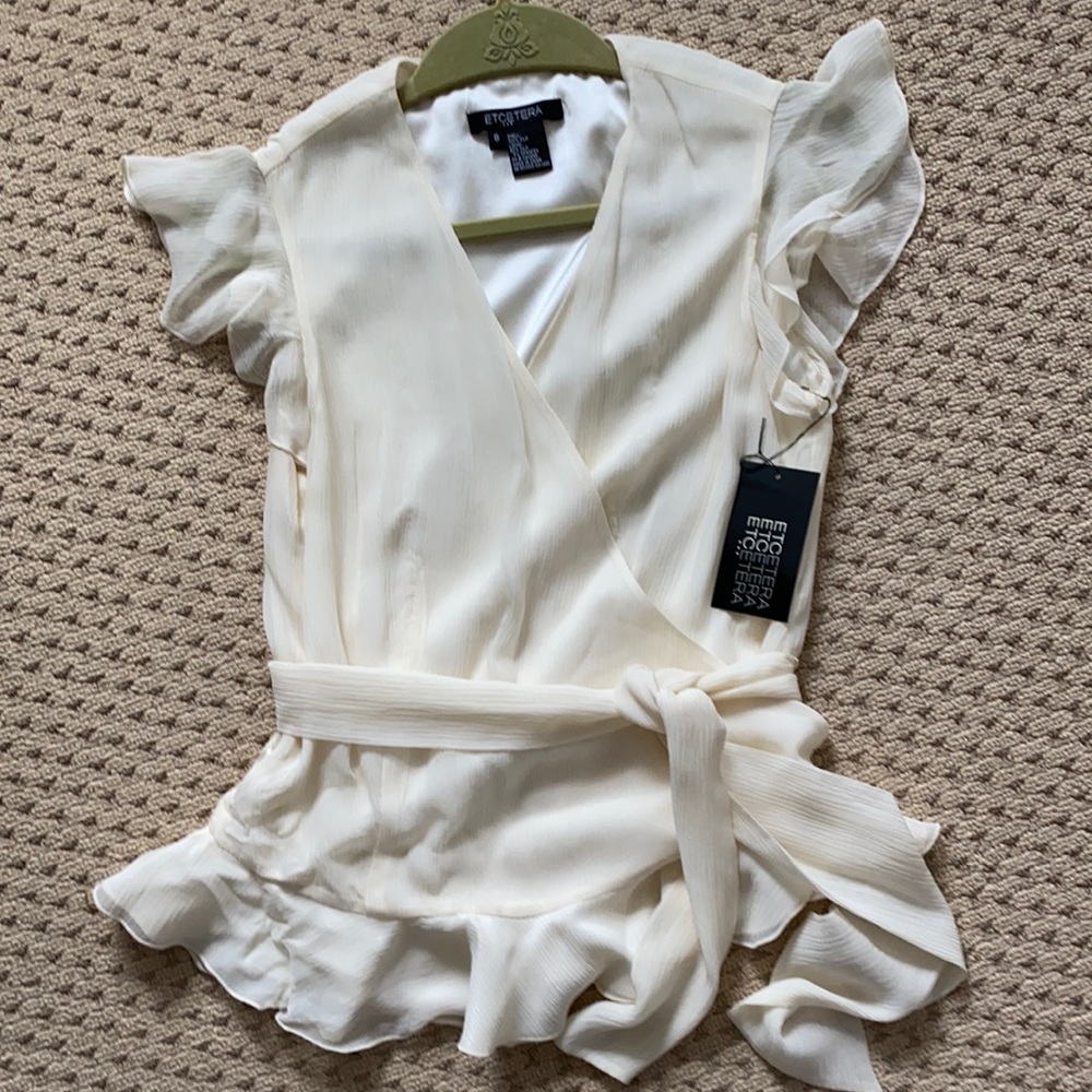 Etcetera silk wrap blouse